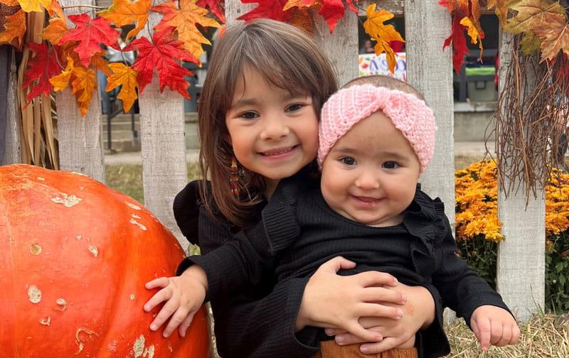 Sloan and Scarlett at pumpkin patch
